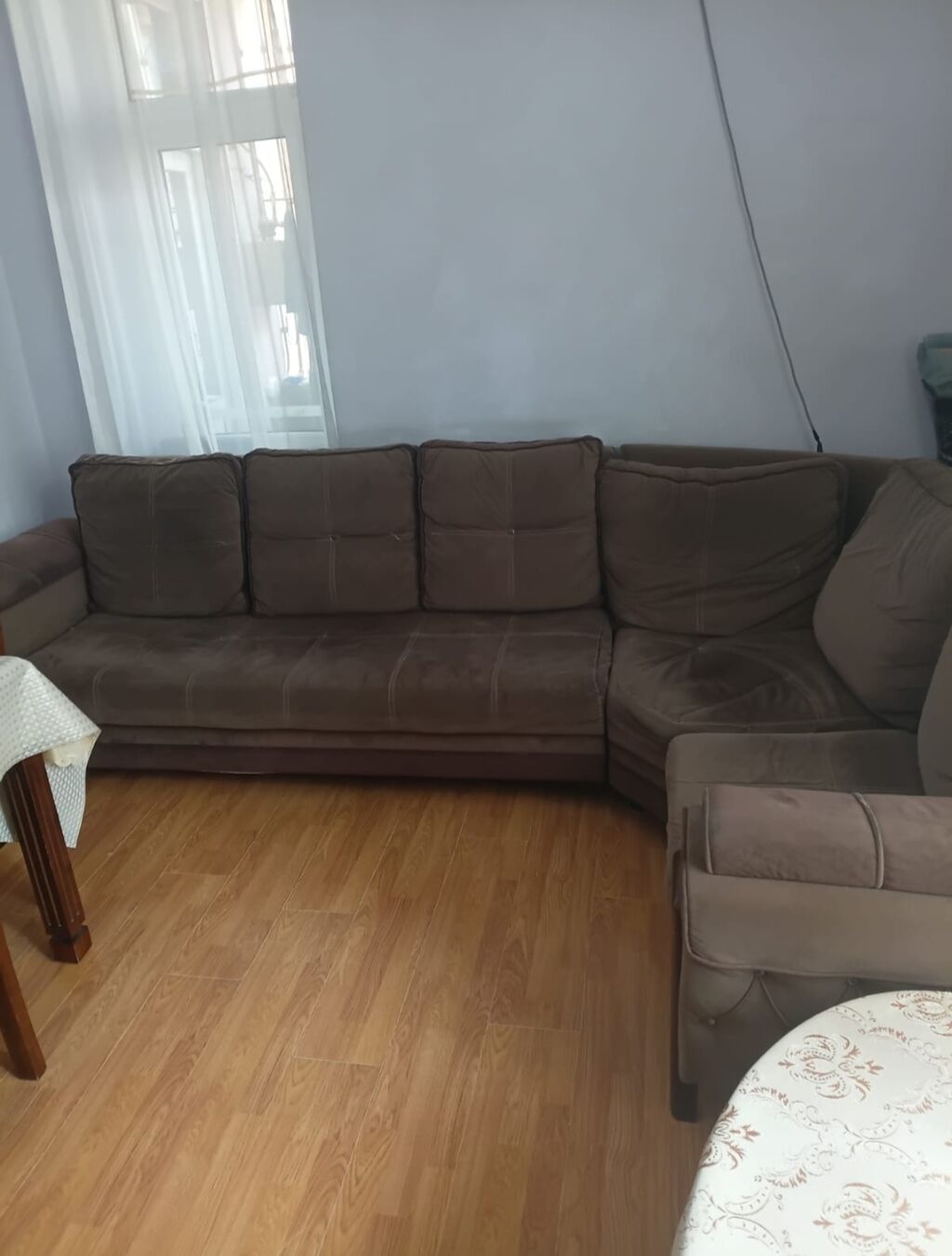 Künc divan – L formalı, qəhvəyi rəng. - Modul quruluş: uzun 3 — Divanlər, Masazır (6)
