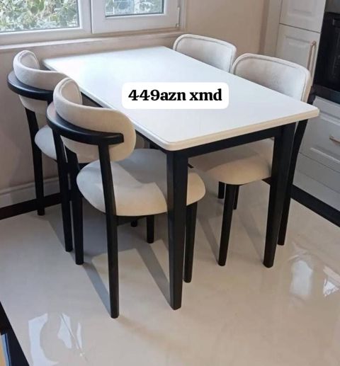Mətbəx/Qonaq otağı üçün masa-stul dəsti - Komplekt: 1 masa + 4 stul — Bakı