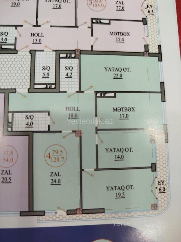 Satılır 4 otaqlı Bina evi menzil (Yeni tikili), 129 m², Yasamal rayonu — Mənzil, Bakı (5)
