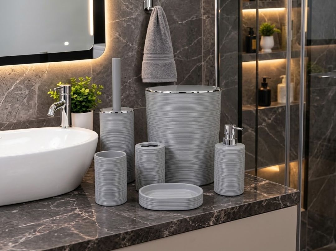 Hamam otağı dəsti Homara, 5 əşya, boz — Mallar, Bakı