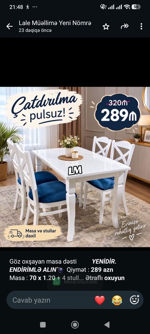 Göz oxşayan masa dəsti _*Yenidir. Endirimlə Alın Qiymət — Bakı