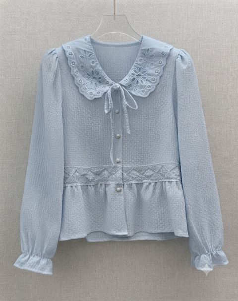 Uzunqol bluz qadın üçün VC_2796839, pambıq/poliester, mavi, ölçü One size — Bakı