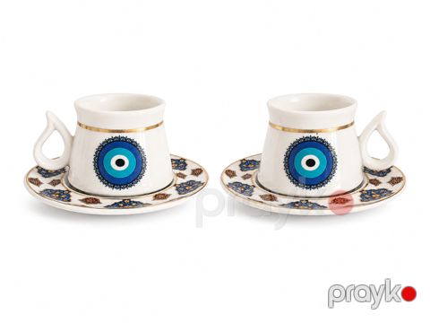 Qəhvə dəsti 9429, keramika, ağ, 80 ml, 4 parça — Bakı