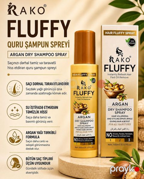 Quru şampun Rako Fluffy Argan, 150 ml — Bakı