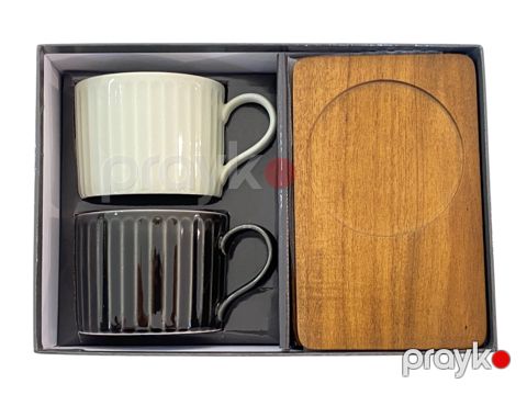 Çay dəsti Easy Life Take a Break R1641/TBR3, farfor/taxta, 4 parça — Bakı