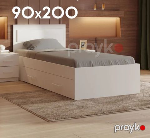 Bir nəfərlik çarpayı SO 007, laminat, ağ, 94x203.2x85 sm — Bakı