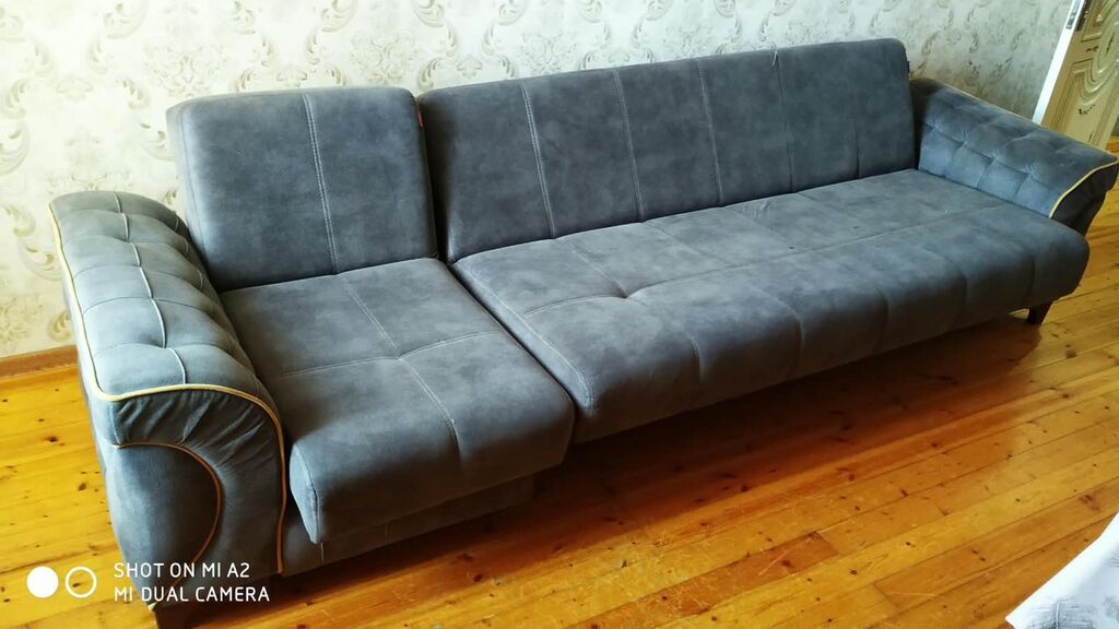 Boz rəngli modul künc-divan dəsti - Müasir dizayn: tünd-boz — Yumşaq mobilya dəstləri, Xırdalan (3)