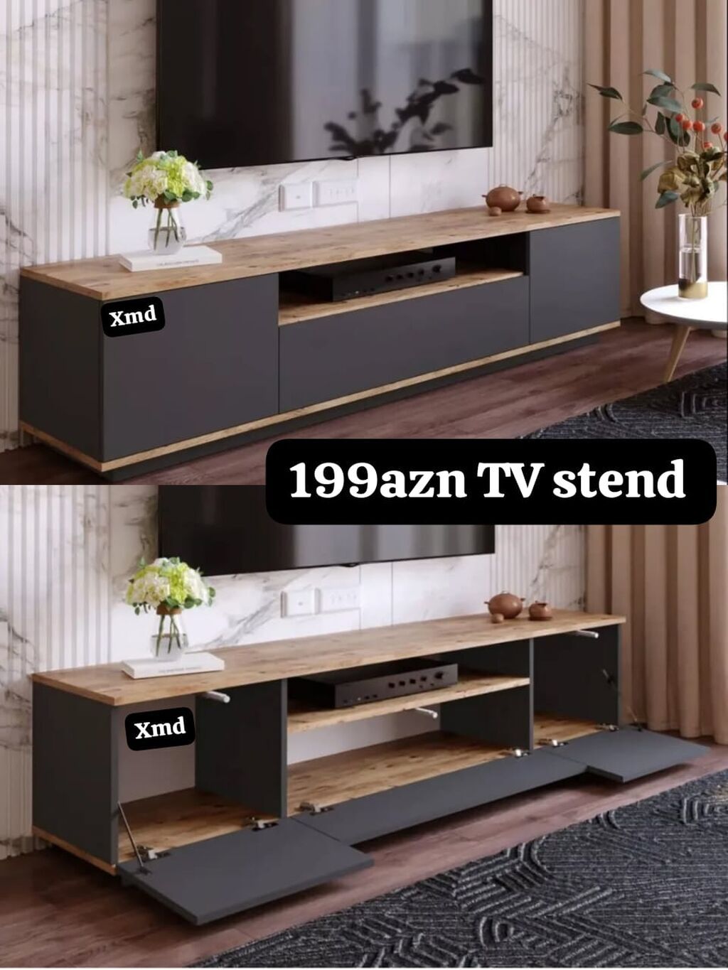 TV stend – 199 AZN - Müasir minimal dizayn: üst hissə ağac — Televizor altlıqları və standlar, Sumqayıt
