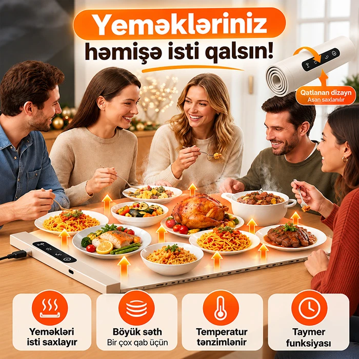 Portativ elektrikli isitmə lövhəsi: yeməkləriniz həmişə isti və təzə qalsın — Mallar, Bakı (2)