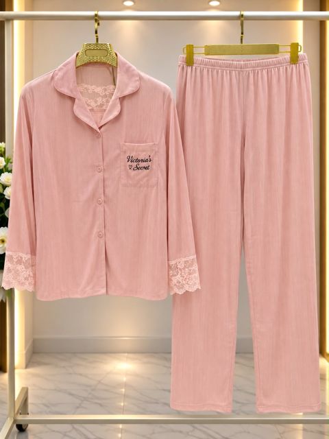 Qadınlar üçün şalvarlı pijama dəsti 3271, tünd çəhrayı, makaronka, ölçü L — Bakı