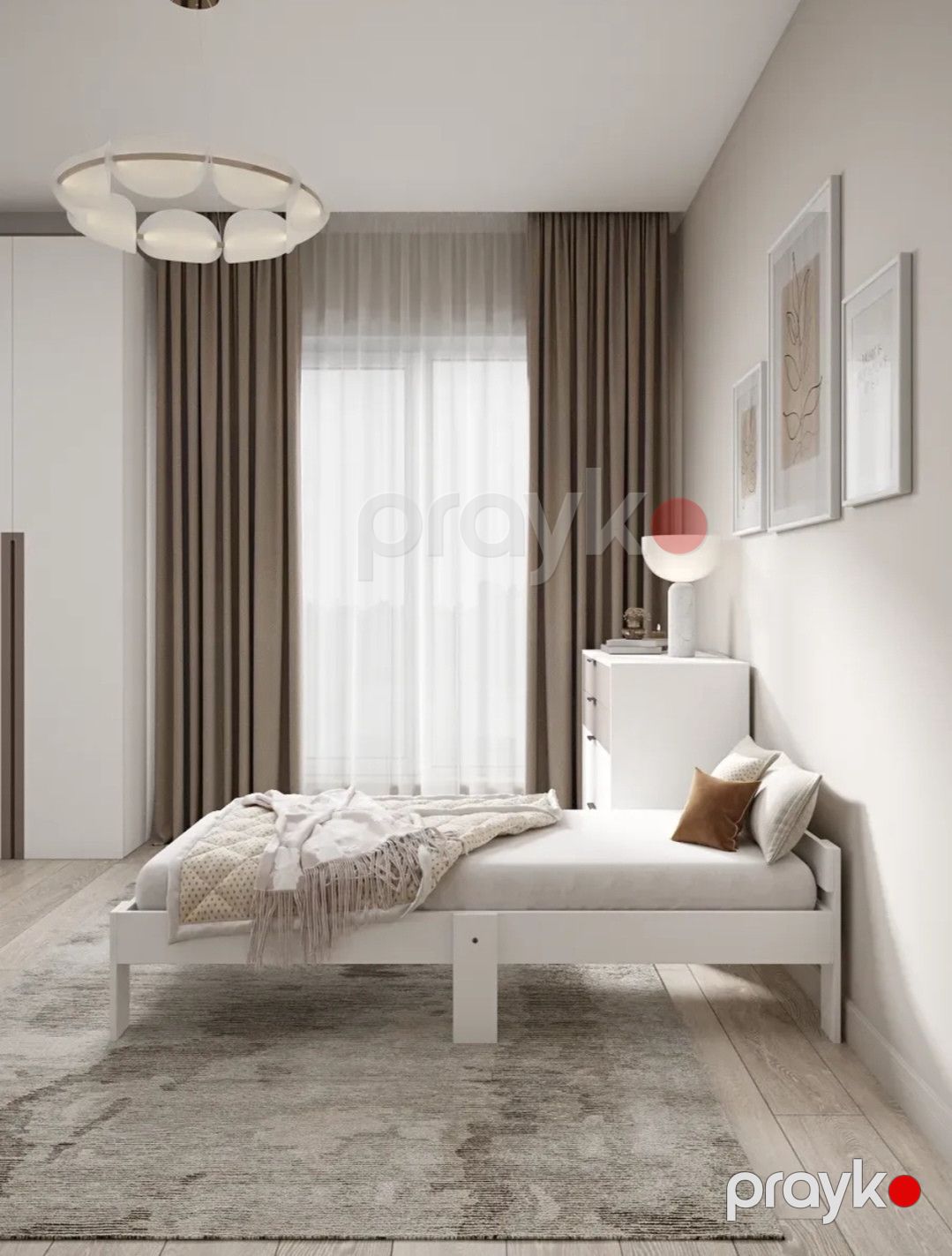 Bir nəfərlik çarpayı SO 009, laminat, ağ, 80x200x55 sm — Mallar, Bakı (3)