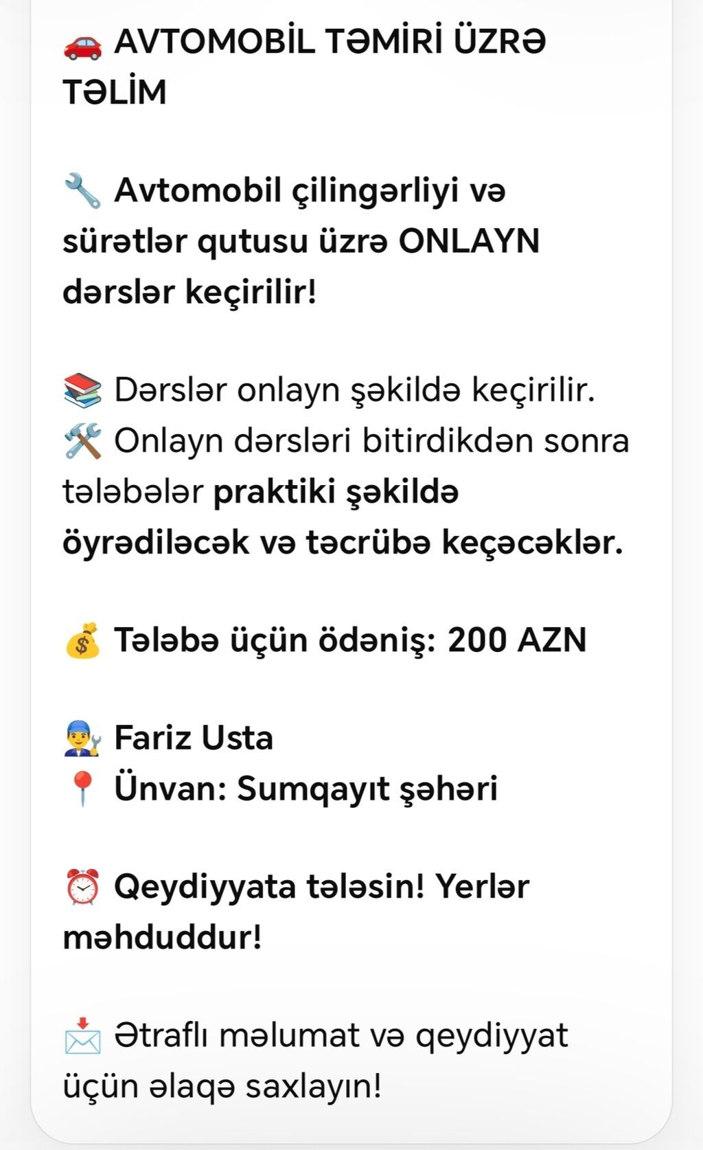 Usda olmaq isdiyenler buyurun yararlanın uğurlar sizi gözdəyir — Digər, Bakı