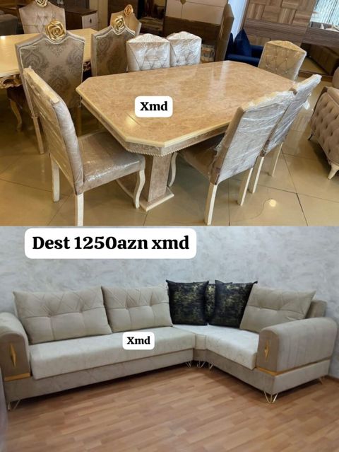 Mebel dəsti – qonaq otağı üçün - Qonaq masası: mərmər naxışlı üstə — Bakı