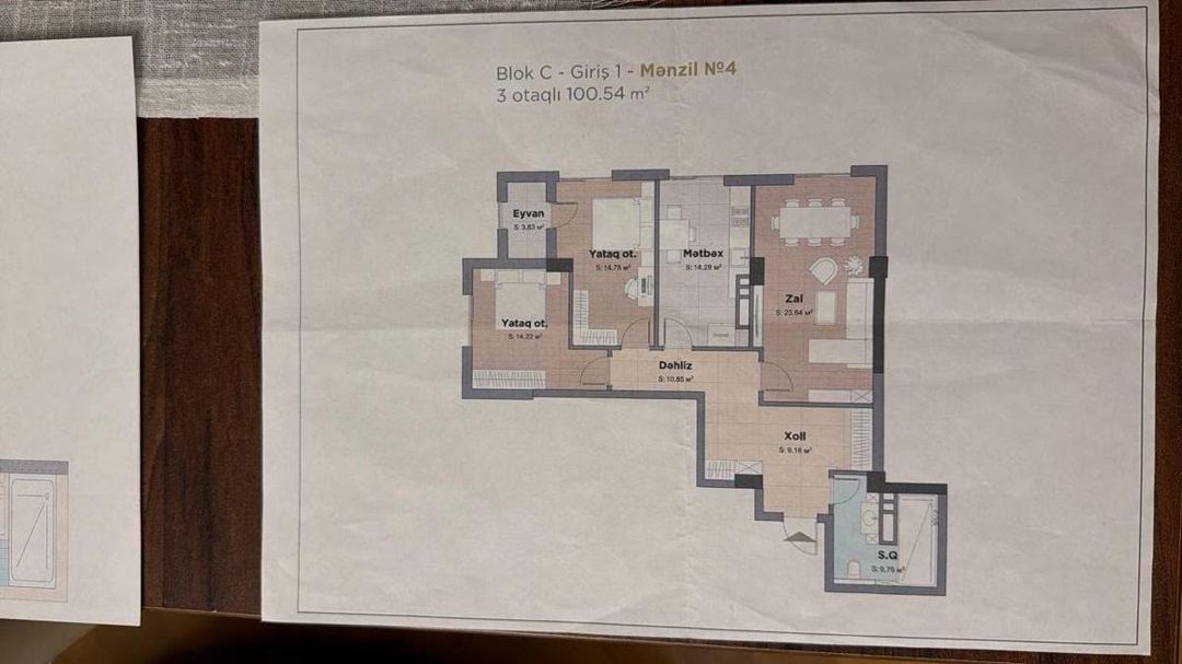 Satılır 3 otaqlı yeni tikili 100.5 m² — Mənzil, Bakı (2)