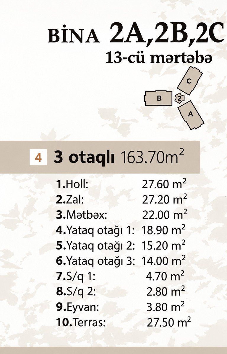 Satılır 4 otaqlı yeni tikili 163.7 m² — Mənzil, Bakı (4)
