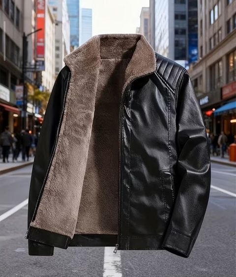 Məhsul: Kişi üçün süni dəri qış gödəkçəsi 2xl - Material: Parlaq qara — Digah