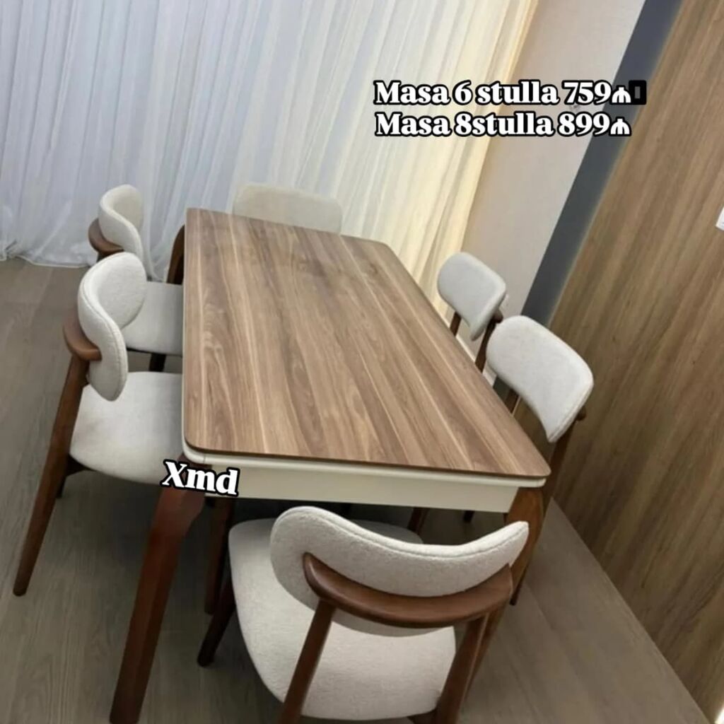 Qonaq otağı üçün, Yeni, Açılmayan, Dördbucaq masa, 6 stul — Masalar və stullar, Bakı