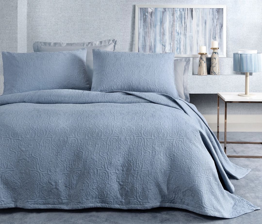 Örtük və yastıq üzü dəsti Yataş Matte, örtük 240x260 sm, yastıq üzü 2 əd x 50x70 sm, göy — Mallar, Bakı