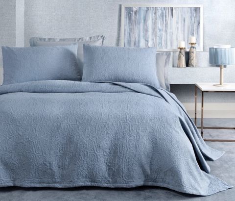 Örtük və yastıq üzü dəsti Yataş Matte, örtük 240x260 sm, yastıq üzü 2 əd x 50x70 sm, göy — Bakı