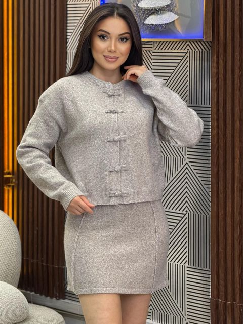 Ətəkli kostyum qadınlar üçün VC_2796016, trikotaj, bej, ölçü One size — Bakı