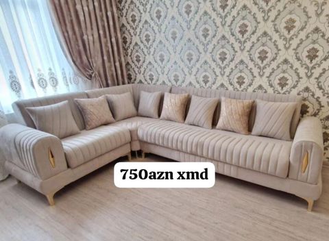 Künc divan dəsti - Rəng: açıq bej - Forması: L şəklində künc — Bakı