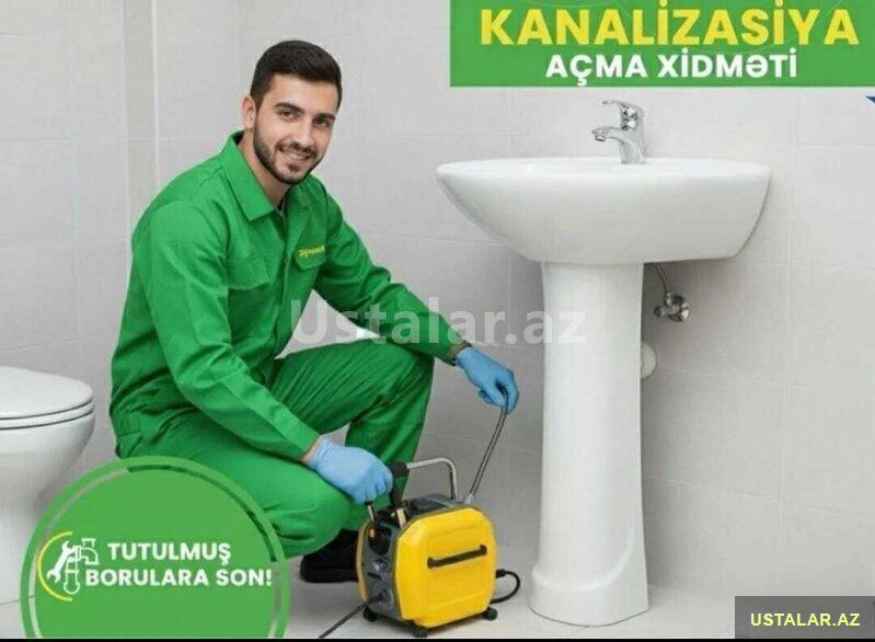 Kanalizasiya tutulmuş boruların açılmas — Santexnika və kommunikasiyalar, Bakı
