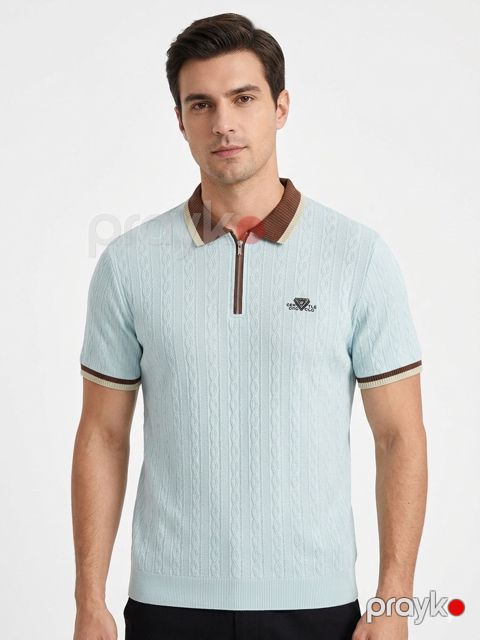 Kişilər üçün qısaqollu polo 5094, mavi, pambıq, ölçü 3XL — Bakı