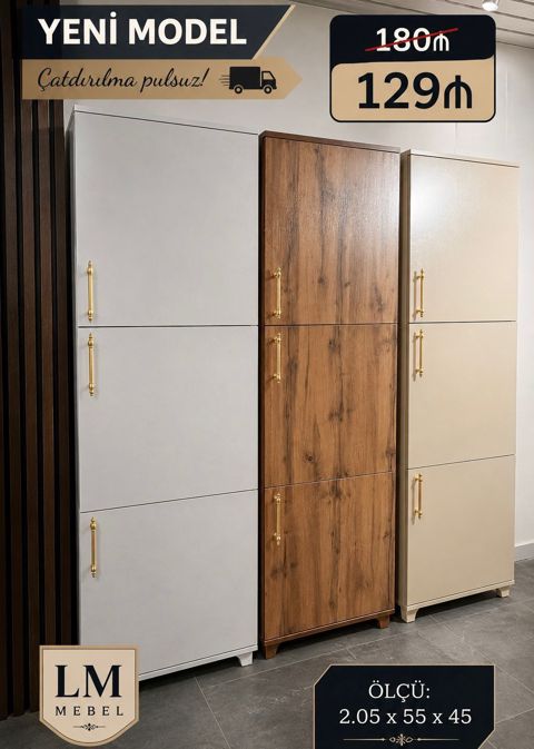 Yeni model çoxşaxəli dolab - Ölçü: 2.05 x 55 x 45 sm - Rənglər: ağ — Bakı