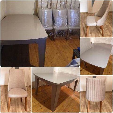 Açılan masa+6 stulla birge 600 azn.Yenidir.Isdifade edilmeyib.Unvan — Tables and chairs