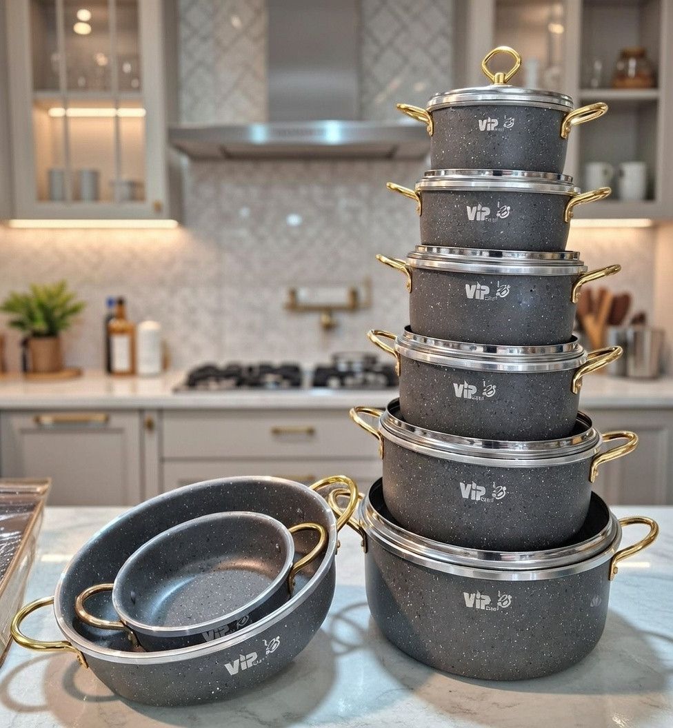 Qazan dəsti Vip Chef, Qranit, 14/16/18/20/24/28 sm, Qazan/Qapaq/Tava, 14 parça — Mallar, Bakı