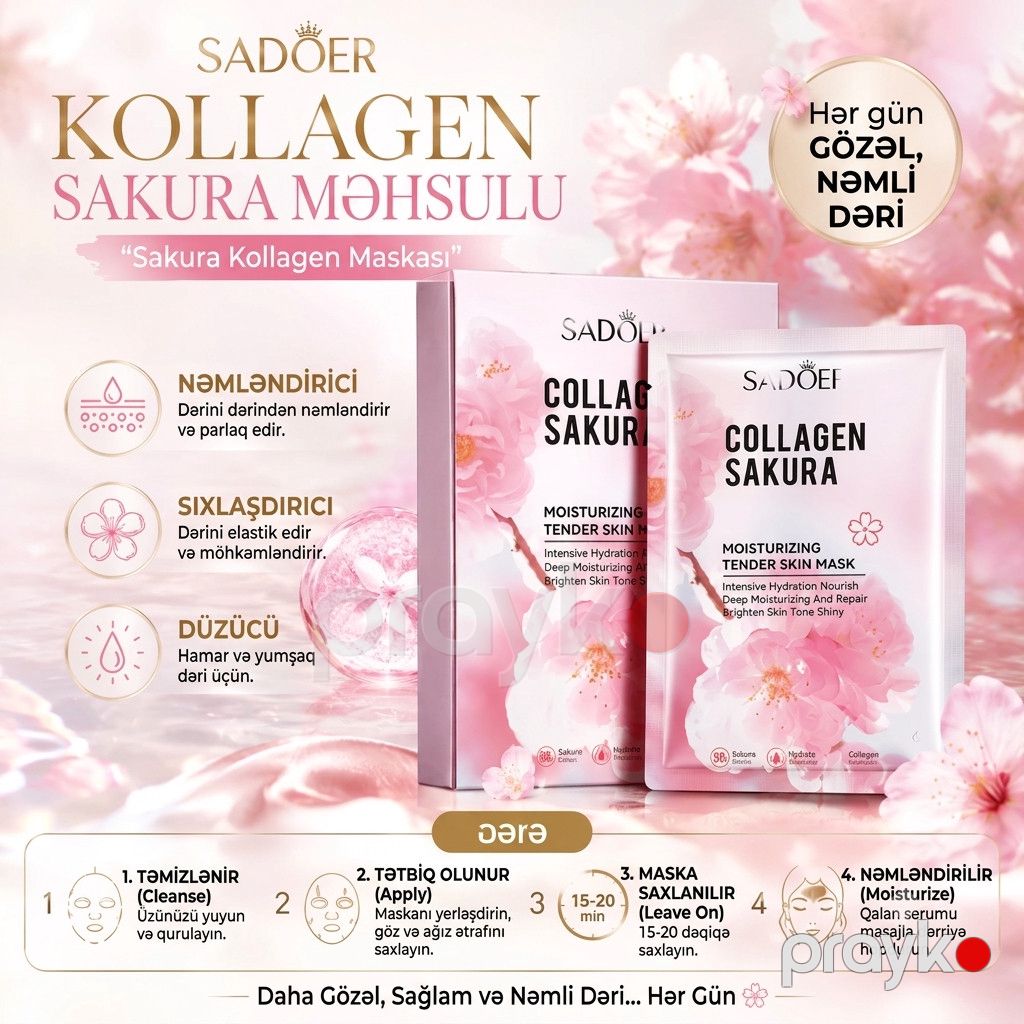 Parça maskalar dəsti Sadoer Sakura Collagen, 25 q x 10 əd — Mallar, Bakı (2)