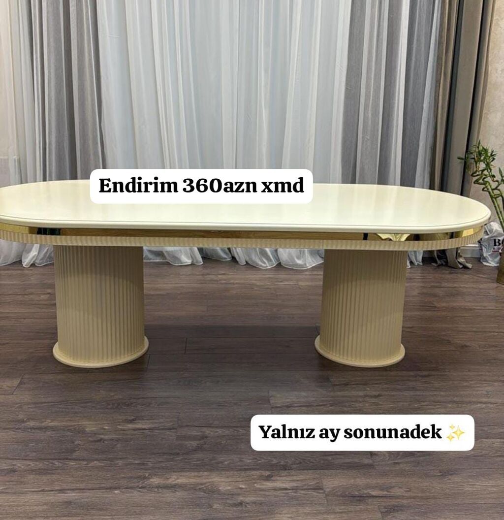 Modern yemək masası - Rəng: krem/ivori - Forma: oval küncləri yumru — Masalar, Sumqayıt