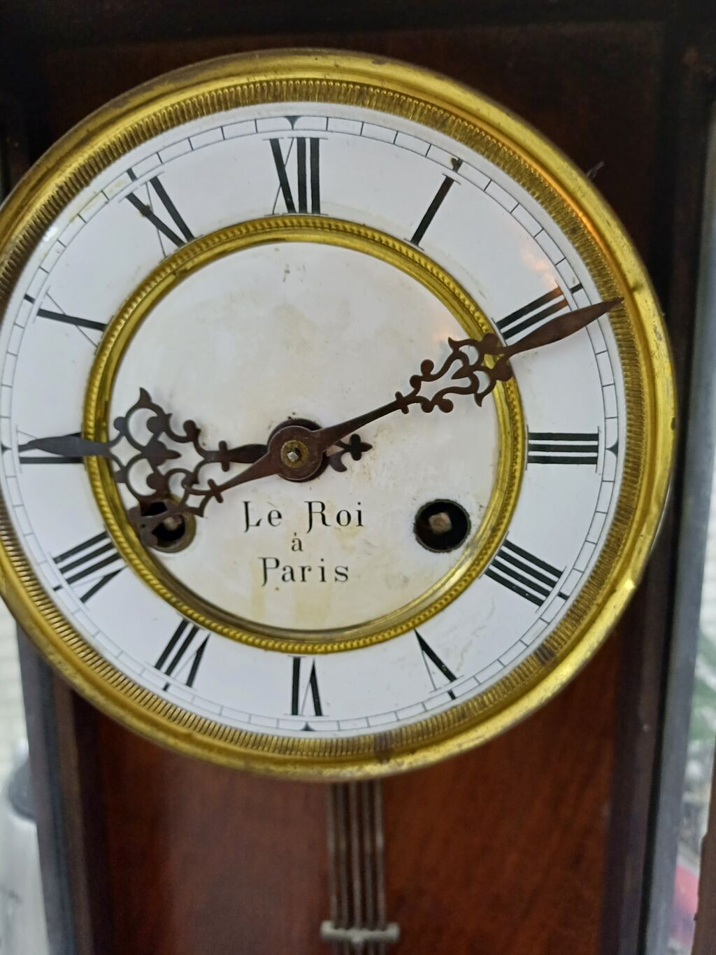 Antik divar saatı – “Le Roi à Paris” siferblatı - Korpus: ağac — Digər, Bakı (5)