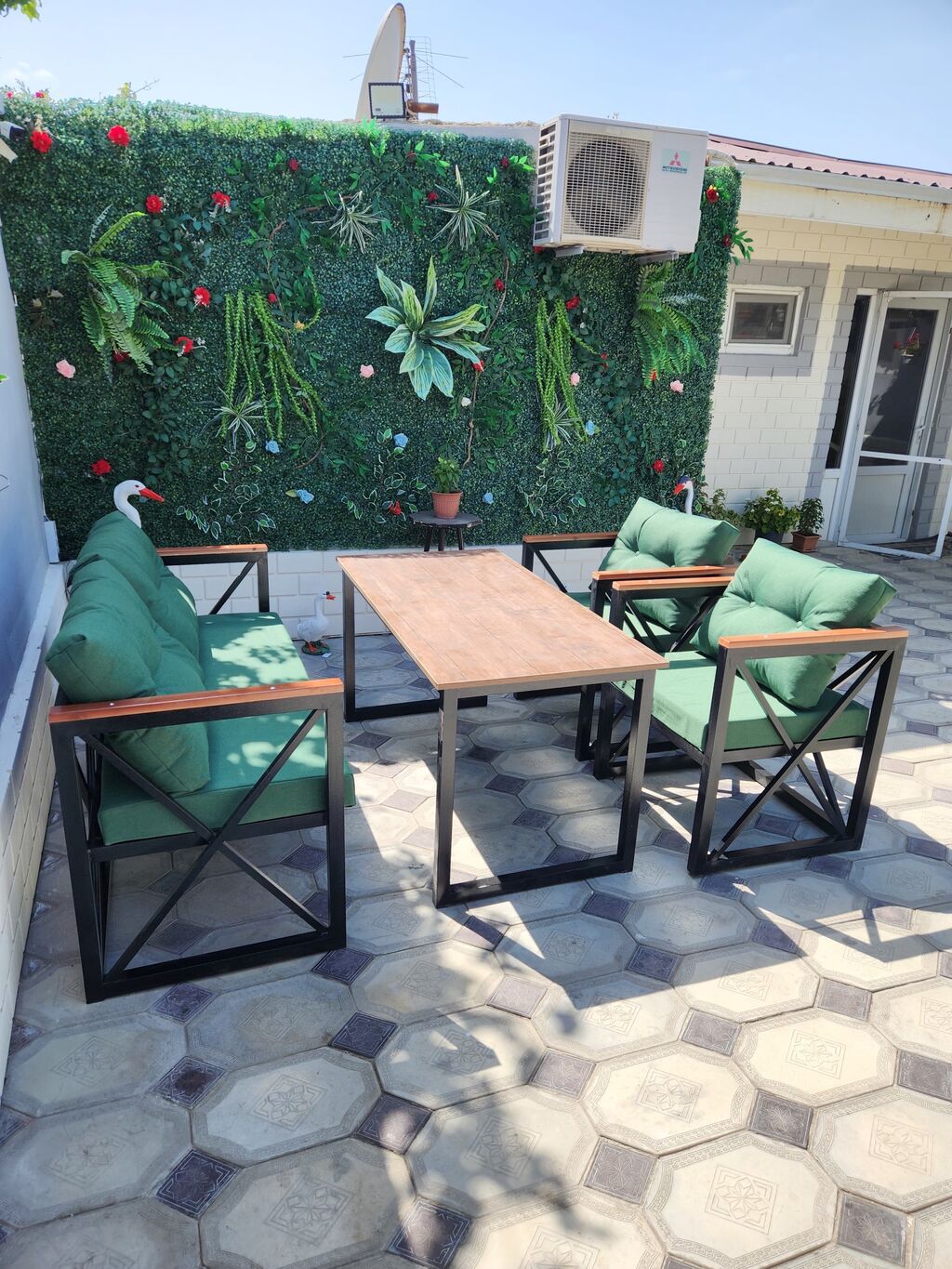 Metall karkaslı bağ/terras oturma dəsti Tərkibi: - 1 ədəd iki — Mobilya dəstləri, Digah (3)