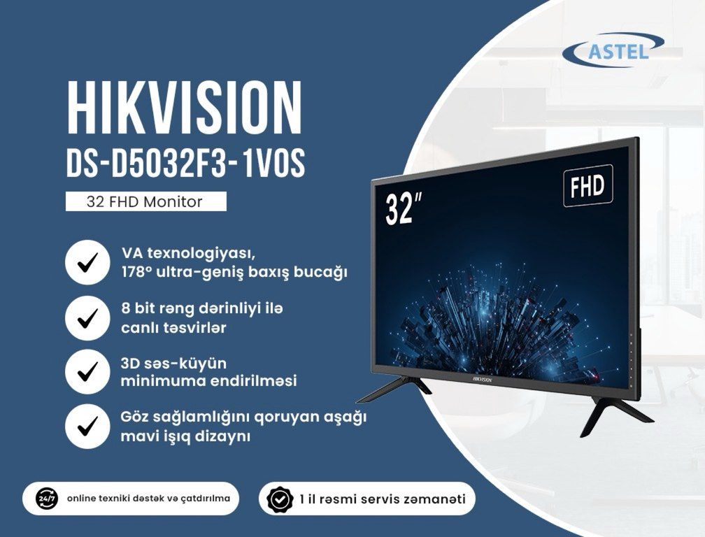 Monitor "Hikvision DS-D5032F3-1V0S 32" — Kompüterlər və noutbuklar, Bakı