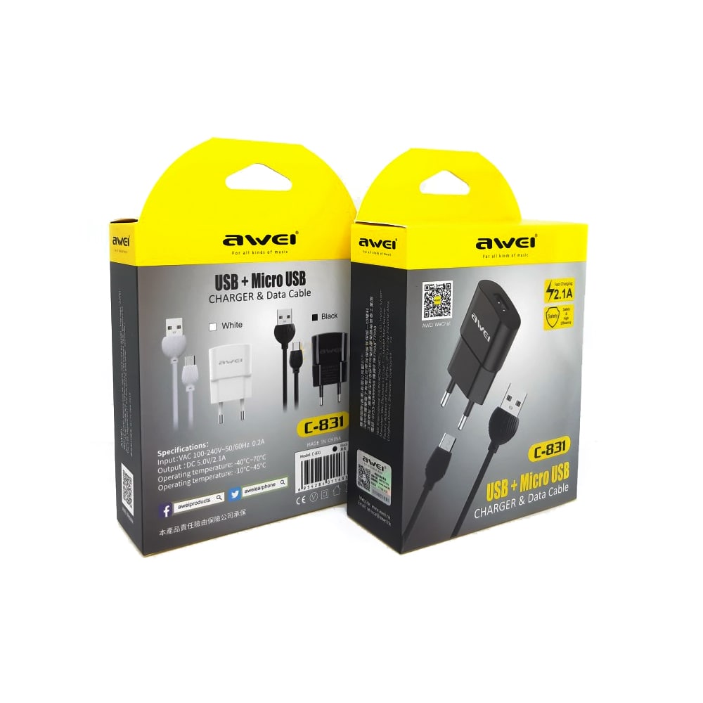 Şarj cihazı + Lightning iPhone Kabel Aweı C-832 — Mallar, Bakı (3)