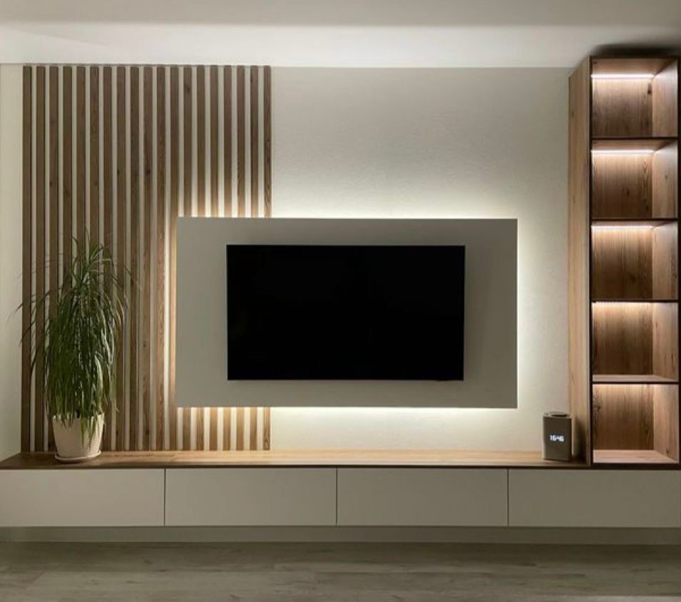Divar dekorlu TV stend 0010 — Televizor altlıqları və standlar, Bakı