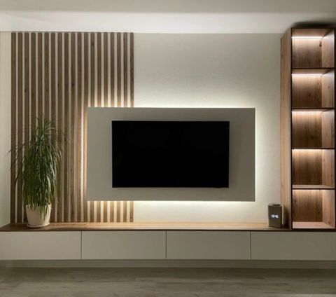 Divar dekorlu TV stend 0010 — Bakı