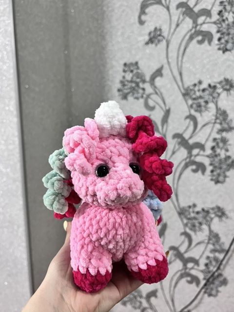 Əl işi toxunma oyuncağ – Pembe yunicorn - Material: çox yumşaq, plyuş — Digah