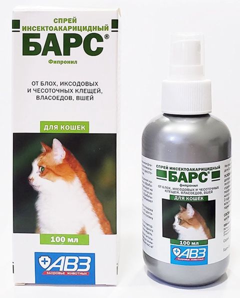 Sprey "АВЗ Барс" pişiklər üçün, insekt-akarisid, 100 ml — Bakı