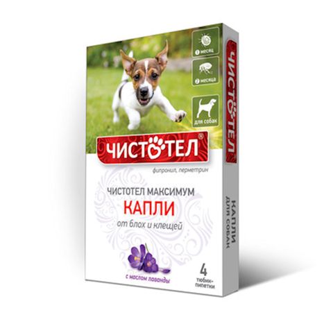 Damcı "Чистотел" Maksimum, itlər üçün, birə və gənə əleyhinə, tübik-pipet 4 əd — Bakı