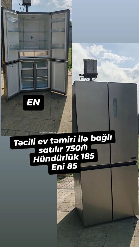 İşlənmiş 4 qapılı Midea Soyuducu Satılır, rəng - Boz — Lənkəran