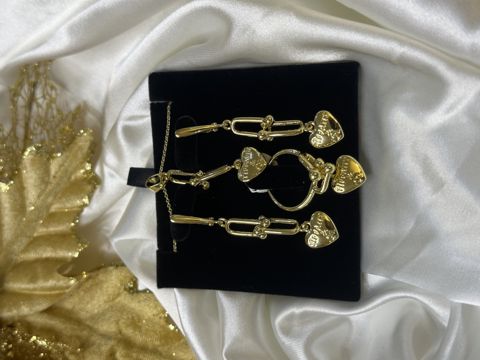 Bijuteriya dəsti paslanmayan polad sırğa, üzük və boyunbağı — Bakı