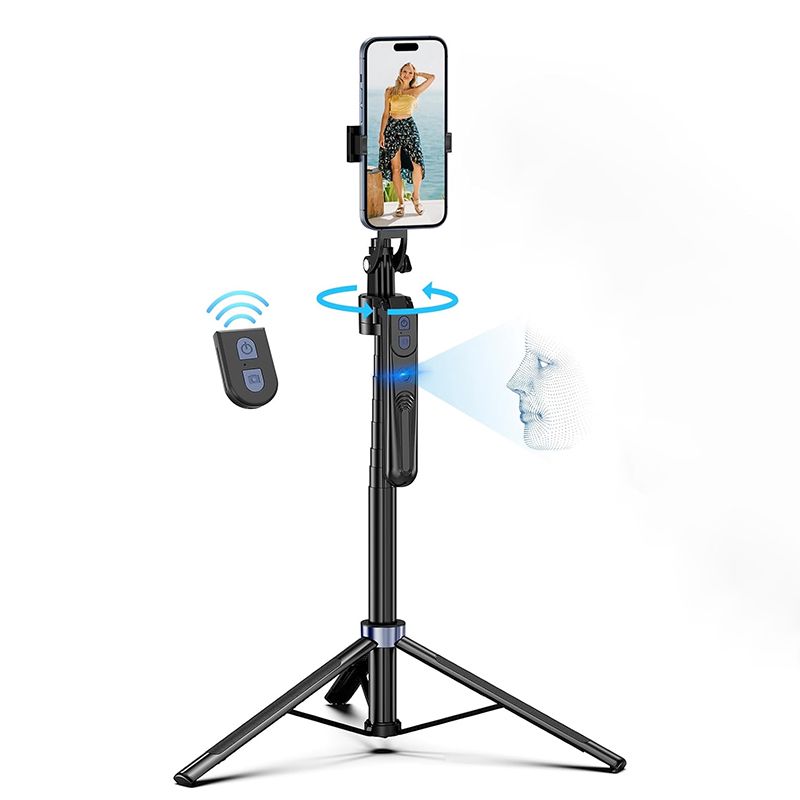 3-ü 1-də Alüminium Bluetooth Selfie Çubuğu, Simsiz Pult Avtomatik Üz İzləmə Tripod 360 Fırlanan Stend, Android və iPhone üçün Tripod — Telefonlar və qadjetlər, Bakı (2)