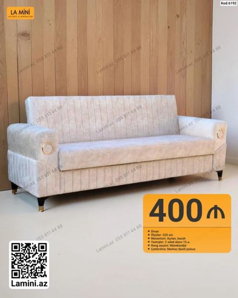 Məhsul: Divan (Kod: 6192) - Ölçü: 220 sm - Mexanizm: Açılan, bazalı — Bakı