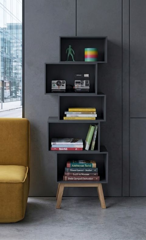 Rəf, laminat, antrasit, 140x50x25 sm — Bakı