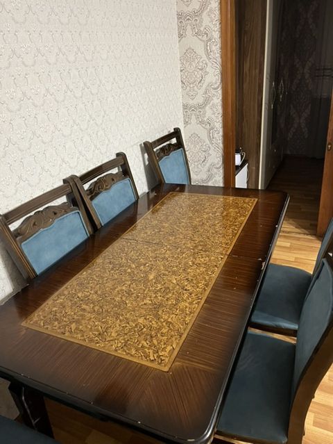 Qonaq otağı üçün, İşlənmiş, Açılmayan, Dördbucaq masa, 6 stul — Mehdiabad
