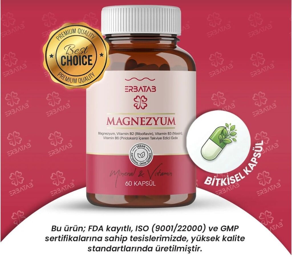 Erbatab Magnezyum Kompleks – 60 kapsul Başlıq: Erbatab Magnezyum 3-lü — Vitaminlər və qida əlavələri, Bakı (4)