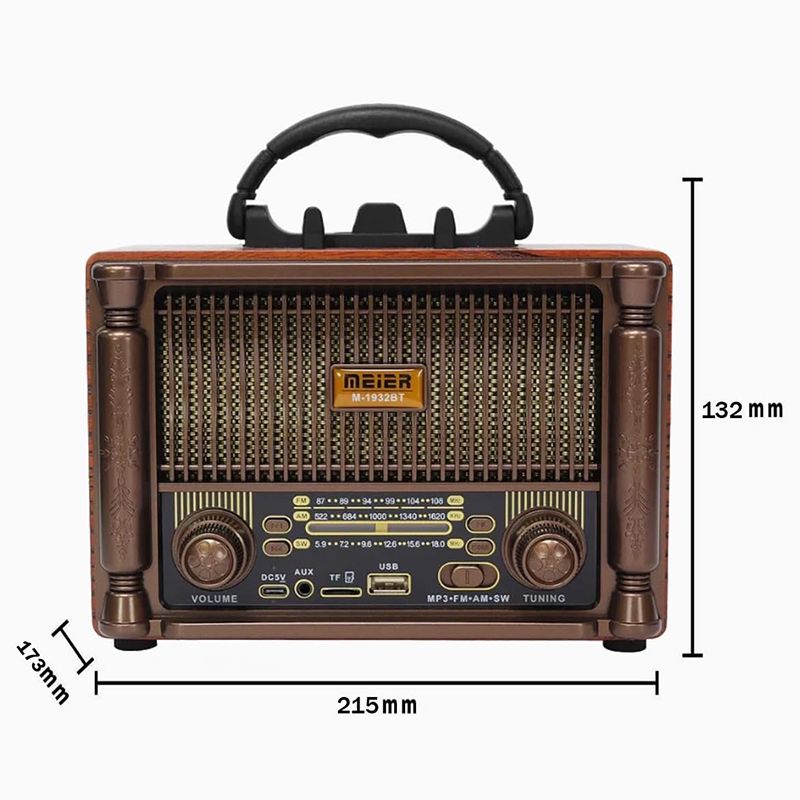Meier Retro Radio Portativ Bluetooth Dinamik M-1932BT 3 Diapazonlu FM Radio MP3 Pleyer Radio — Mallar, Bakı (4)