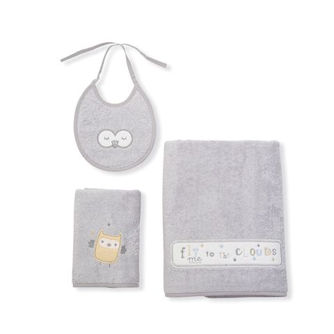 Hamam dəsmal dəsti Funnababy Owlet, pambıq, boz, 70x140/40x60 sm — Bakı